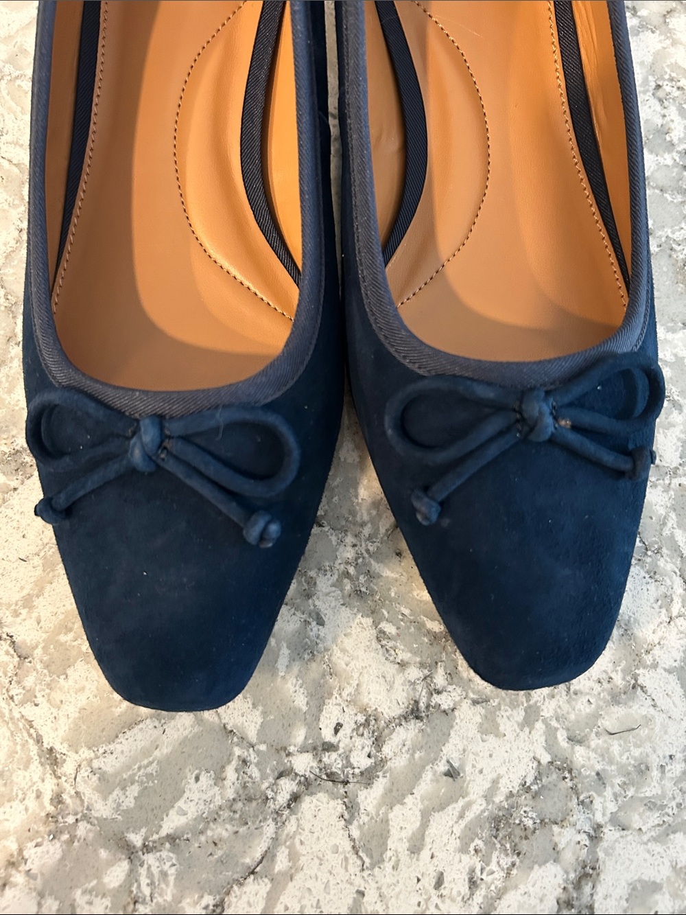 Talbots Navy Suede Square-Toe Ballet Flats with Bow - Picture 7 of 8